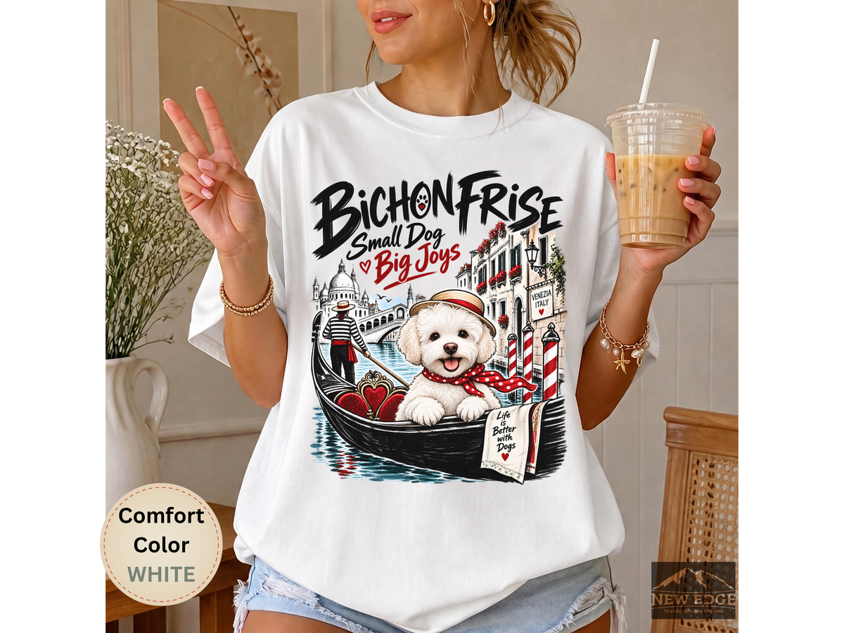 Bichon Frise Small Dog Big Joys Venice Adventure Comfort Colors T-Shirt