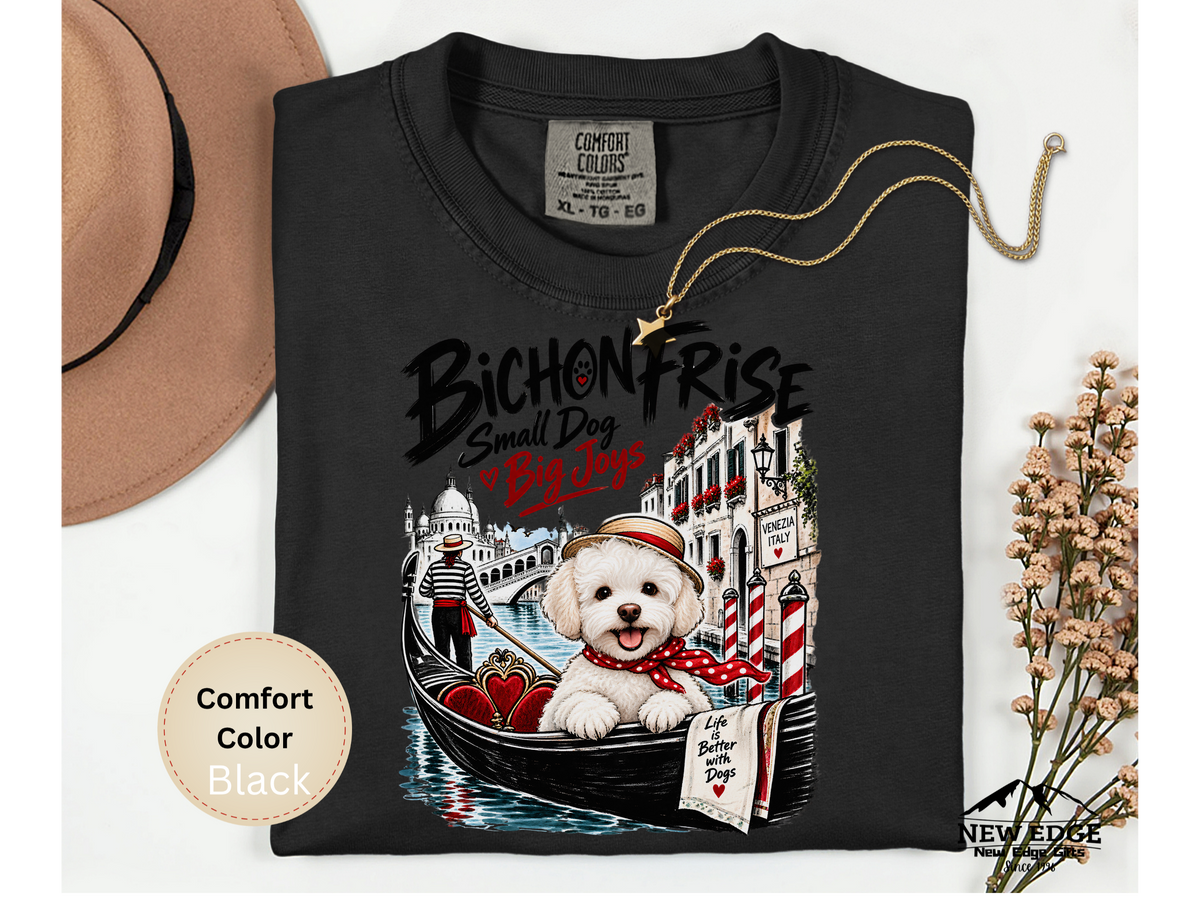 Bichon Frise Small Dog Big Joys Venice Adventure Comfort Colors T-Shirt