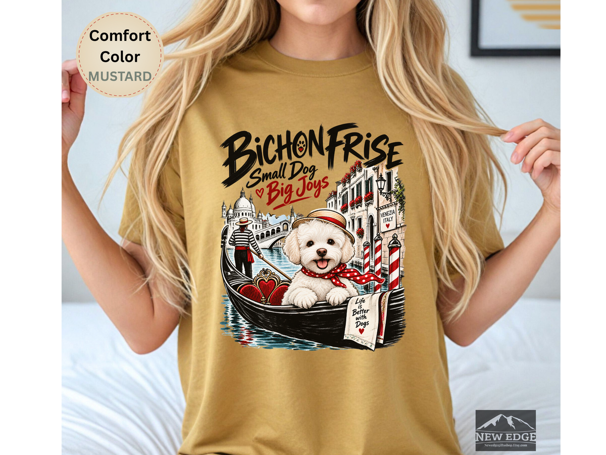 Bichon Frise Small Dog Big Joys Venice Adventure Comfort Colors T-Shirt