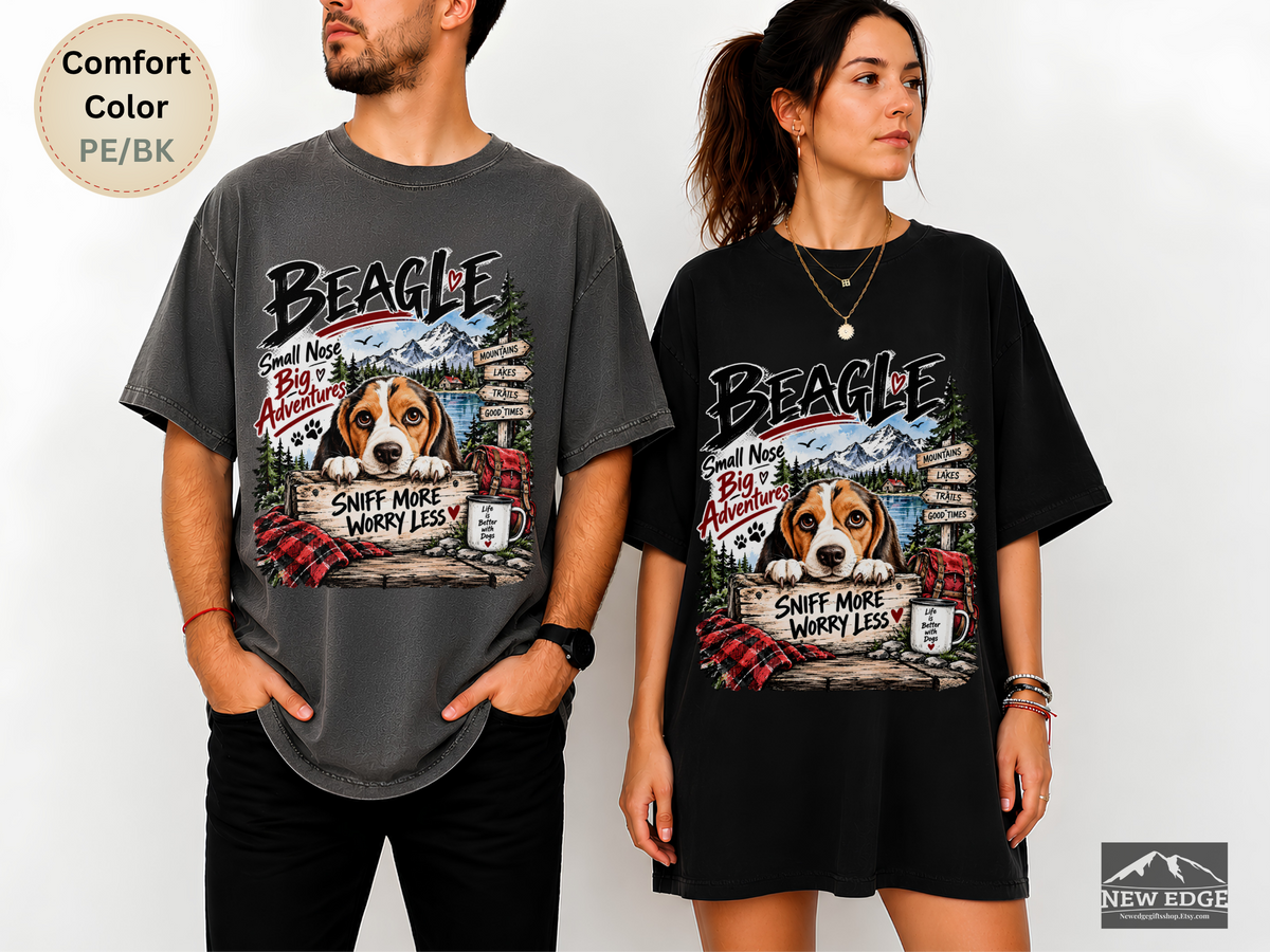 Beagle Small Nose Big Adventures Mountain Camping Comfort Colors T-Shirt