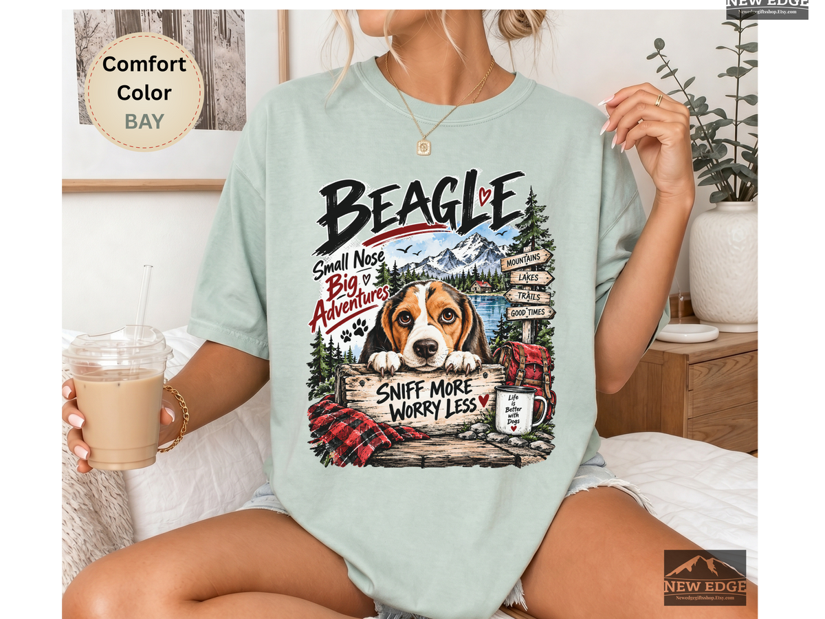 Beagle Small Nose Big Adventures Mountain Camping Comfort Colors T-Shirt