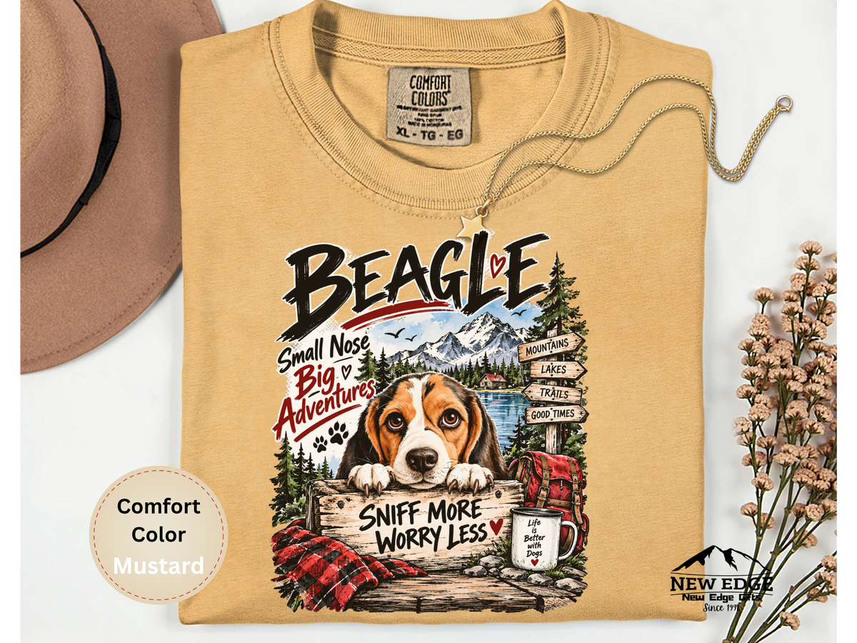 Beagle Small Nose Big Adventures Mountain Camping Comfort Colors T-Shirt
