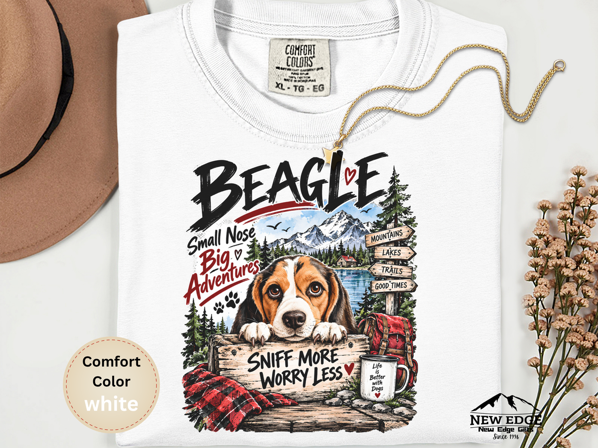 Beagle Small Nose Big Adventures Mountain Camping Comfort Colors T-Shirt