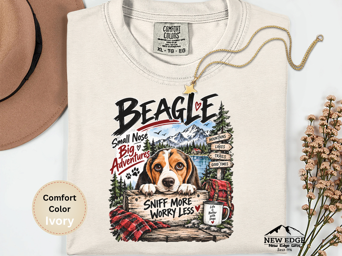 Beagle Small Nose Big Adventures Mountain Camping Comfort Colors T-Shirt