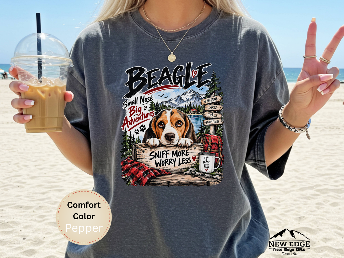 Beagle Small Nose Big Adventures Mountain Camping Comfort Colors T-Shirt