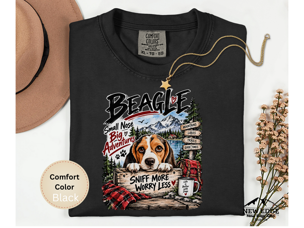 Beagle Small Nose Big Adventures Mountain Camping Comfort Colors T-Shirt