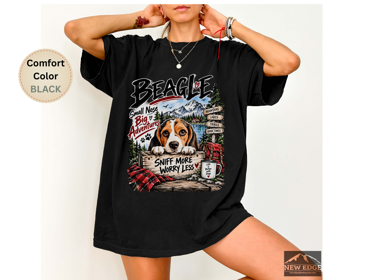 Beagle Small Nose Big Adventures Mountain Camping Comfort Colors T-Shirt
