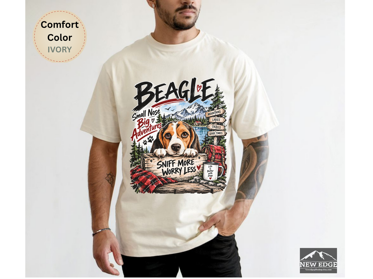 Beagle Small Nose Big Adventures Mountain Camping Comfort Colors T-Shirt