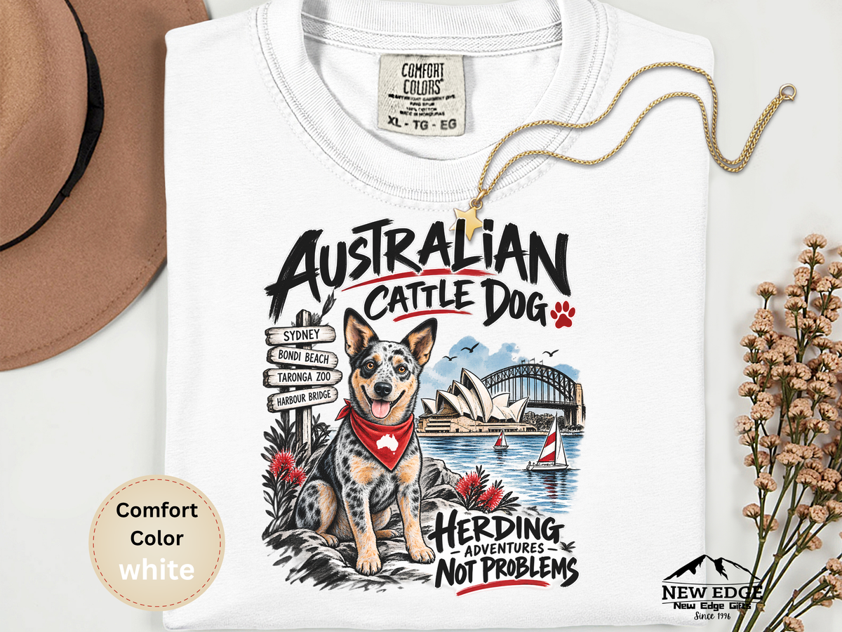 Australian Cattle Dog Comfort Colors Shirt, Herding Adventures Not Problems, Ink Wash Dog Tee