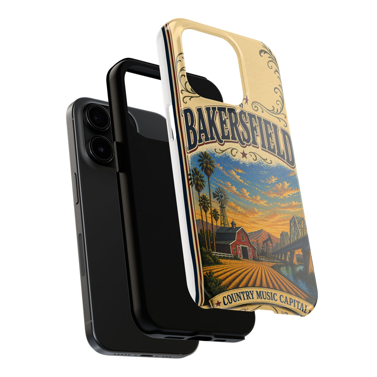 Bakersfield California Vintage Travel Phone Case Country Music Capital Retro Oil Fields Farmland Cover