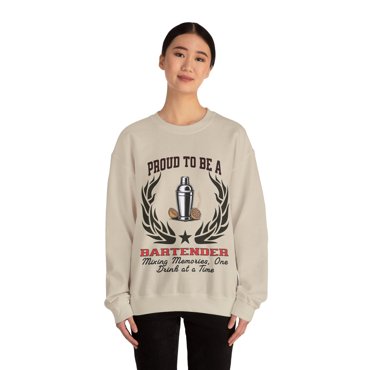 Copy of Unisex Bartender Sweatshirt – “PROUD TO BE A BARTENDER” | Mixing Memories, One Drink at a Time Pullover