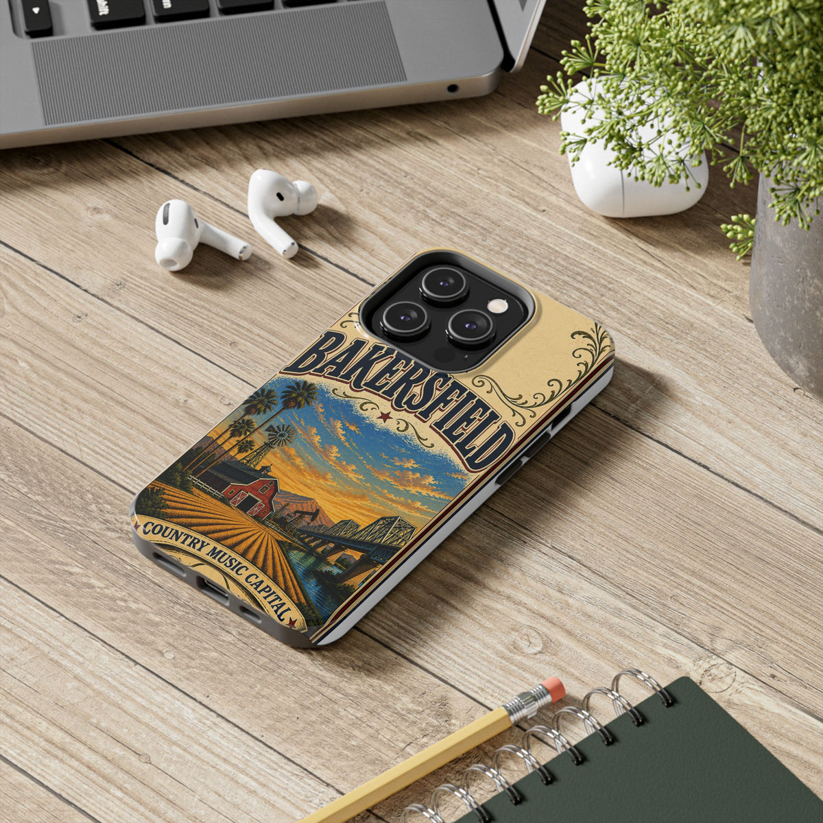 Bakersfield California Vintage Travel Phone Case Country Music Capital Retro Oil Fields Farmland Cover