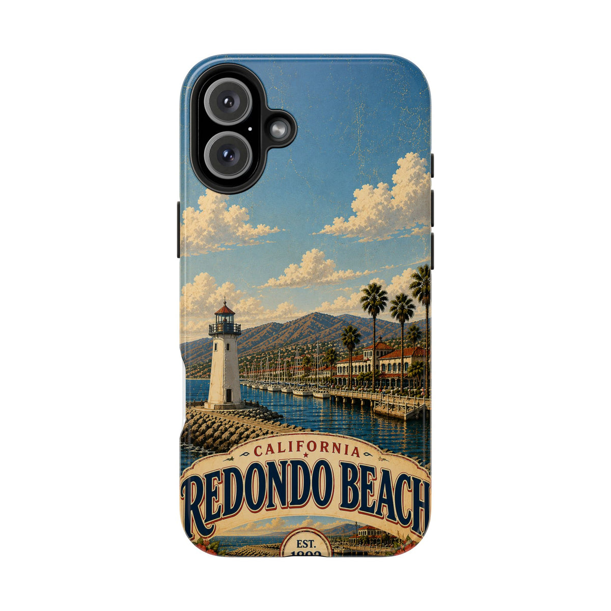 Redondo Beach Vintage Lighthouse Tough Phone Case — California Coastal iPhone Cover