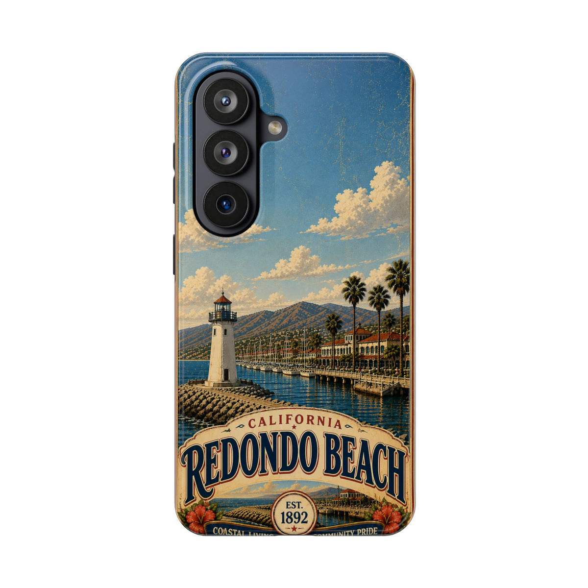 Redondo Beach Vintage Lighthouse Tough Phone Case — California Coastal iPhone Cover