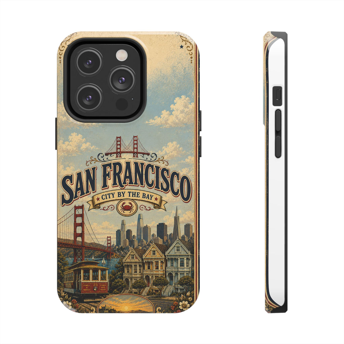 San Francisco Faux Patchwork Phone Case Vintage California Travel Landmark Skyline Cover