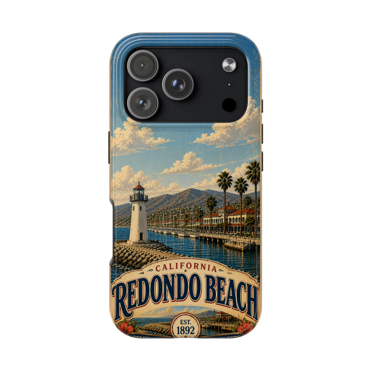 Redondo Beach Vintage Lighthouse Tough Phone Case — California Coastal iPhone Cover