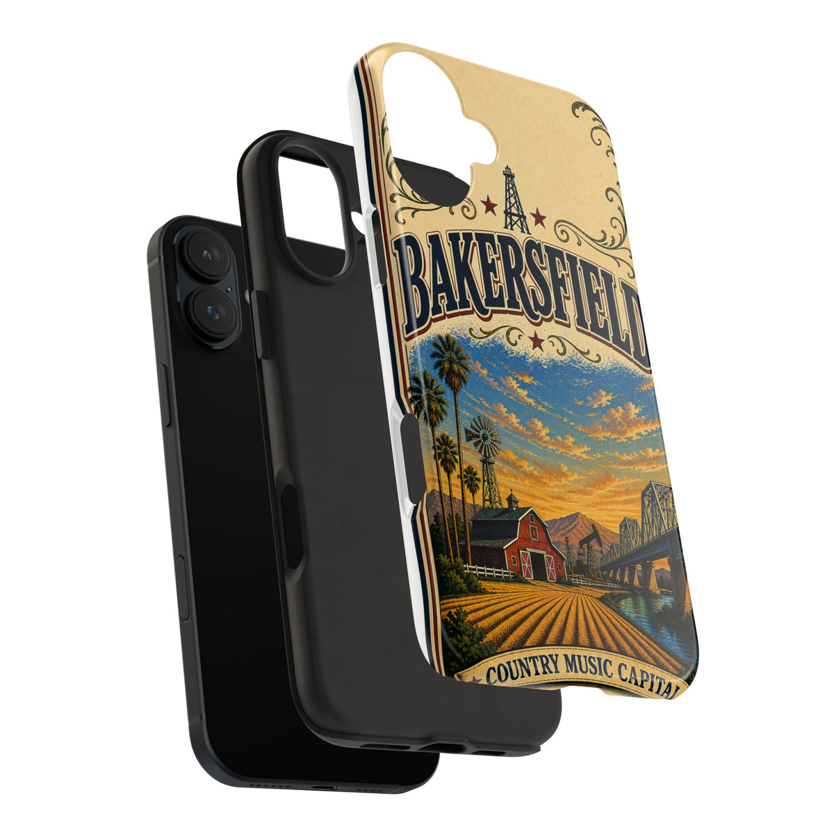 Bakersfield California Vintage Travel Phone Case Country Music Capital Retro Oil Fields Farmland Cover