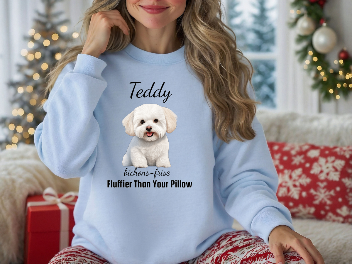 Personalized Bichon Frise Sweatshirt – “Fluffier Than Your Pillow” | Unisex Christmas Gift for Dog Lovers, Pet Gift