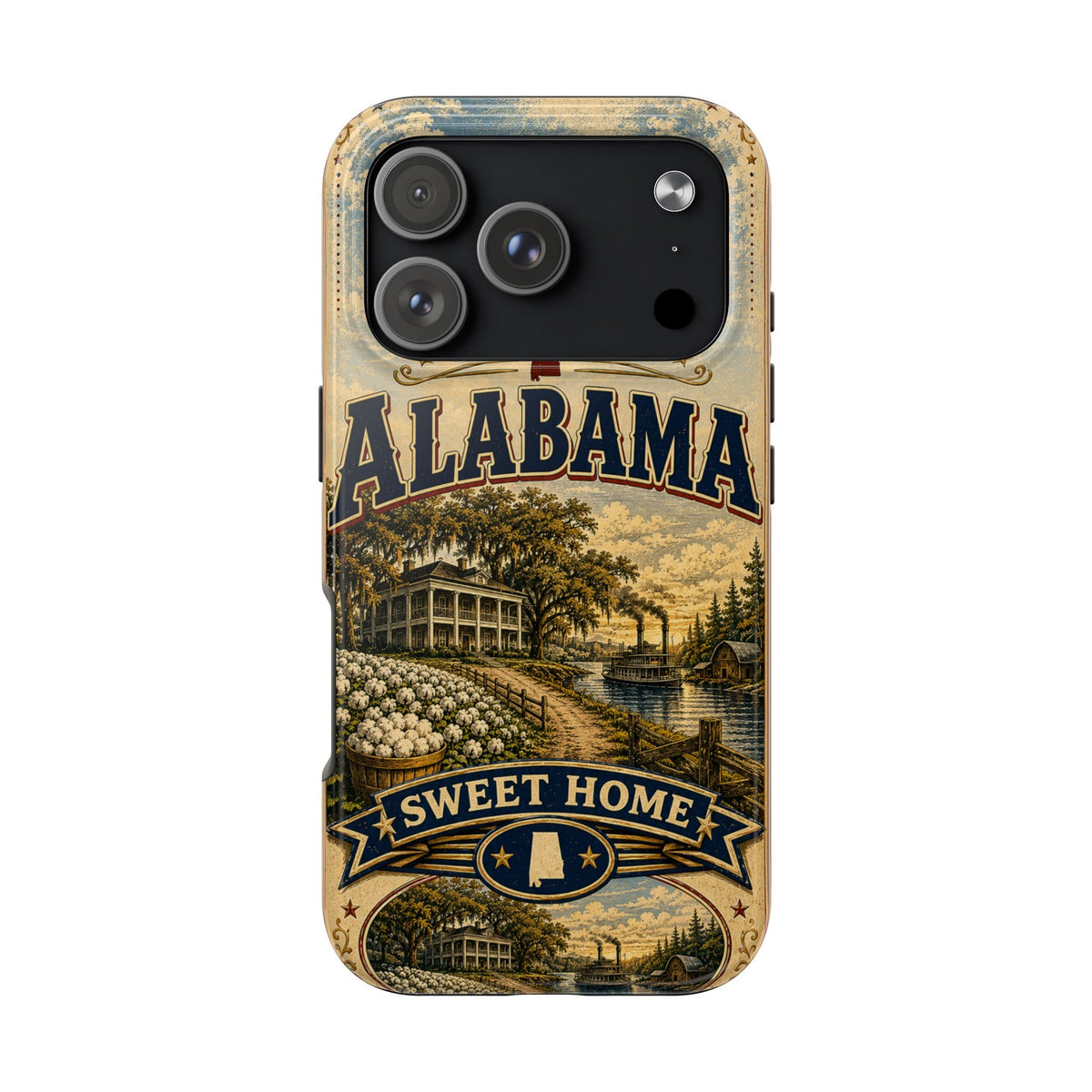 Alabama Faux Patchwork Phone Case Sweet Home Alabama Retro Travel Poster Southern State Pride Cover