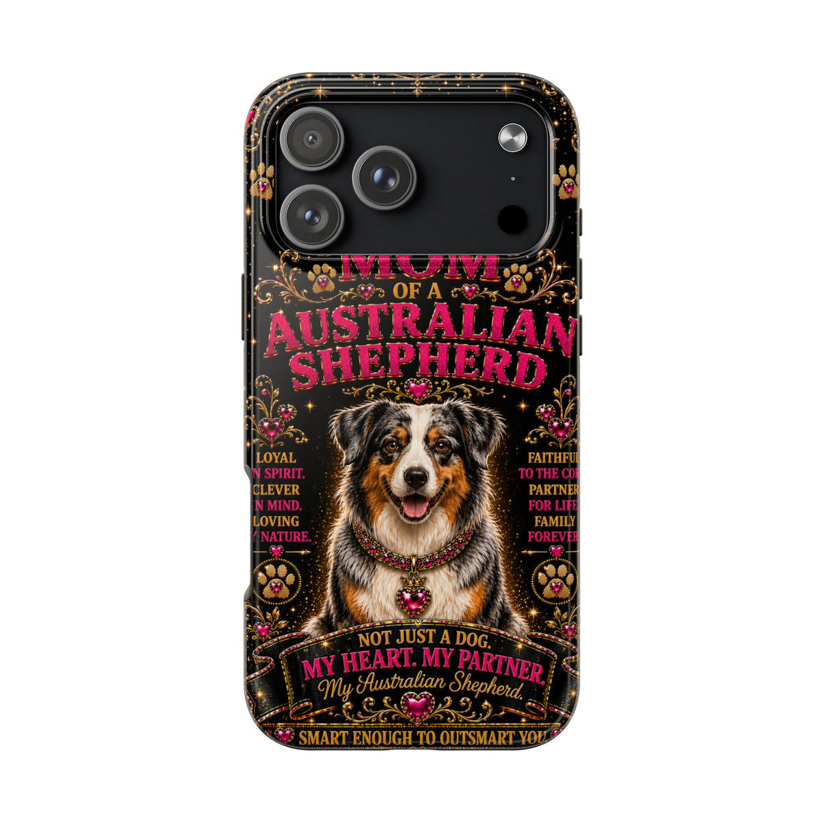 Australian Shepherd Dog Mom Glitter Phone Case My Heart My Partner Vintage Aussie Lover Gift for iPhone & Samsung