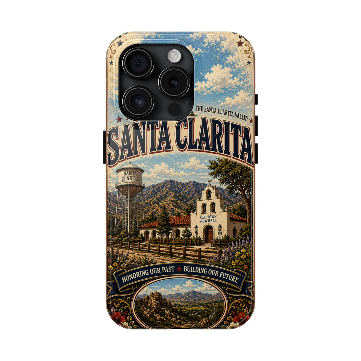 Santa Clarita Faux Patchwork Phone Case Vintage California Valley Travel Landmark Cover