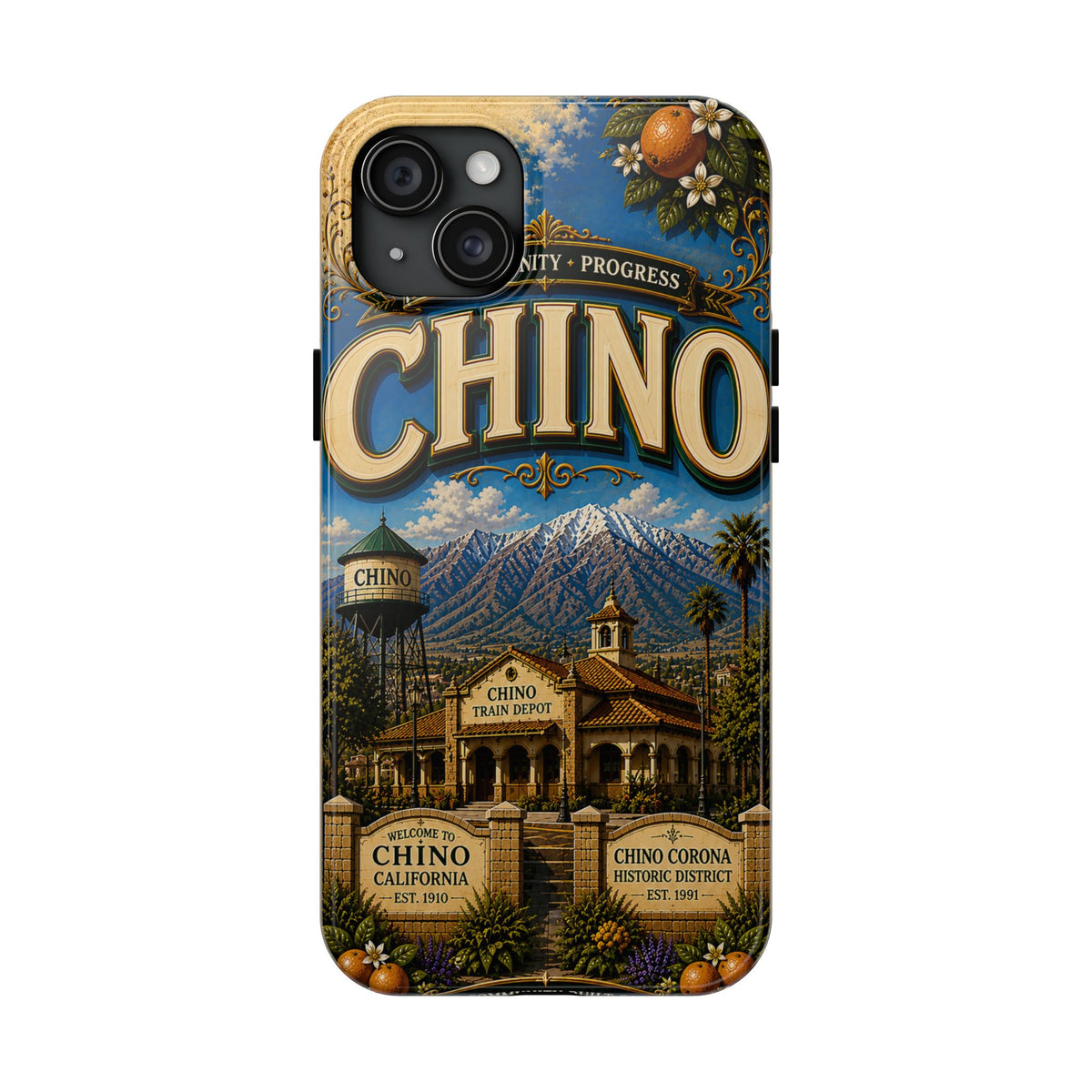 Chino Vintage Travel Phone Case — Retro California Cityscape Tough Case