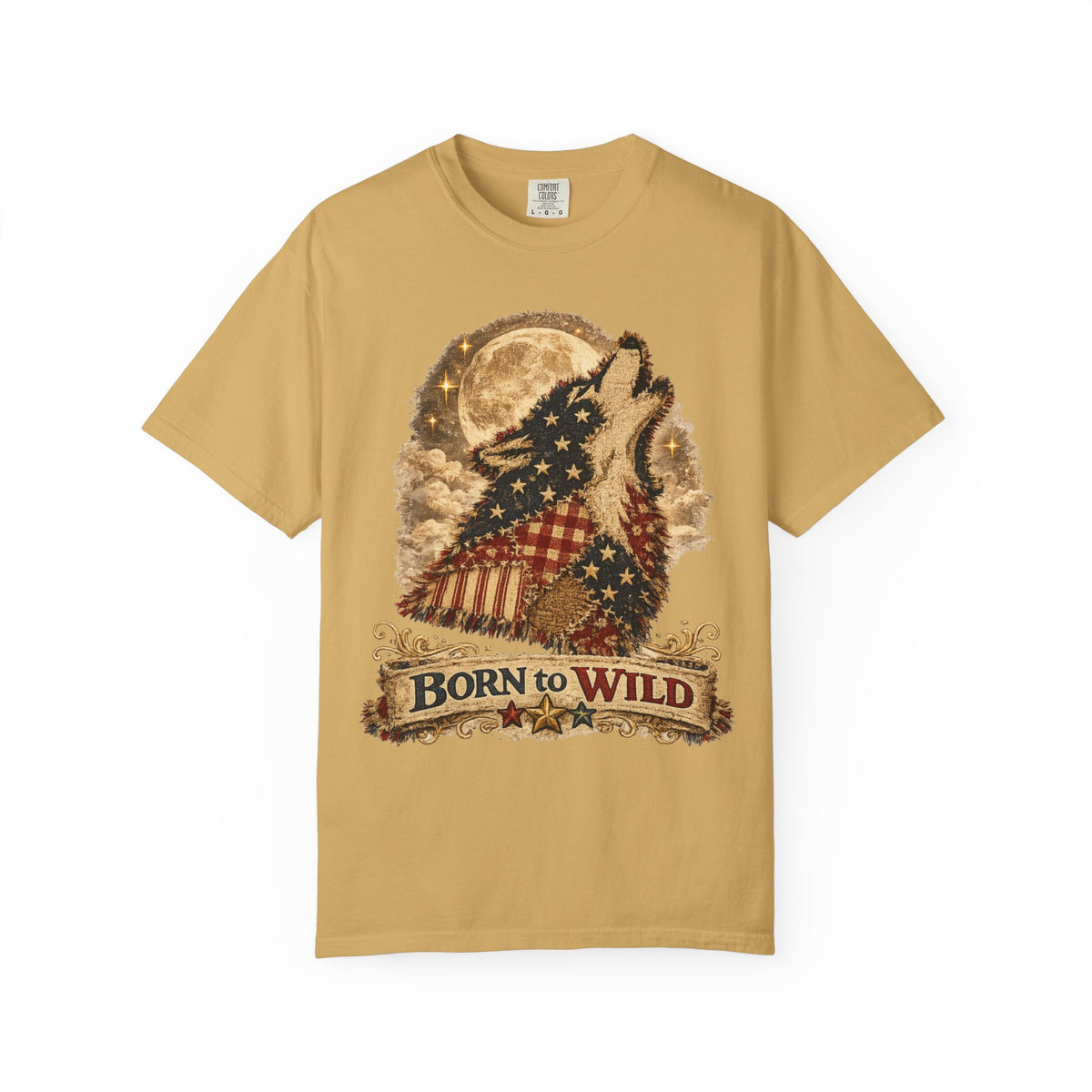 Born to Wild American Flag Wolf T-Shirt