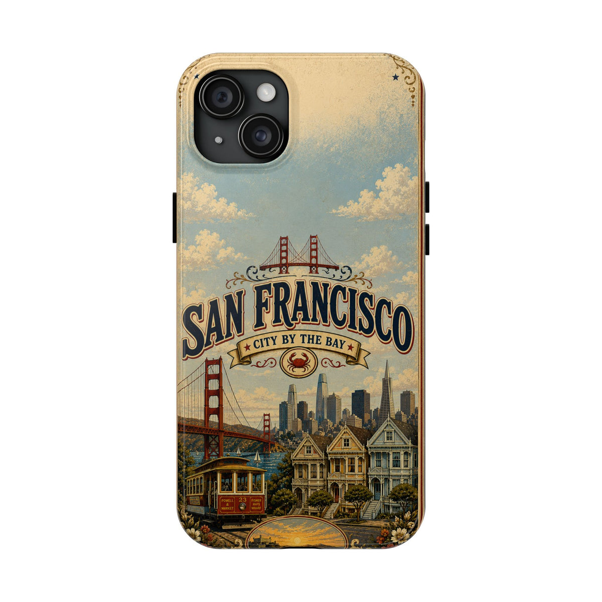 San Francisco Faux Patchwork Phone Case Vintage California Travel Landmark Skyline Cover