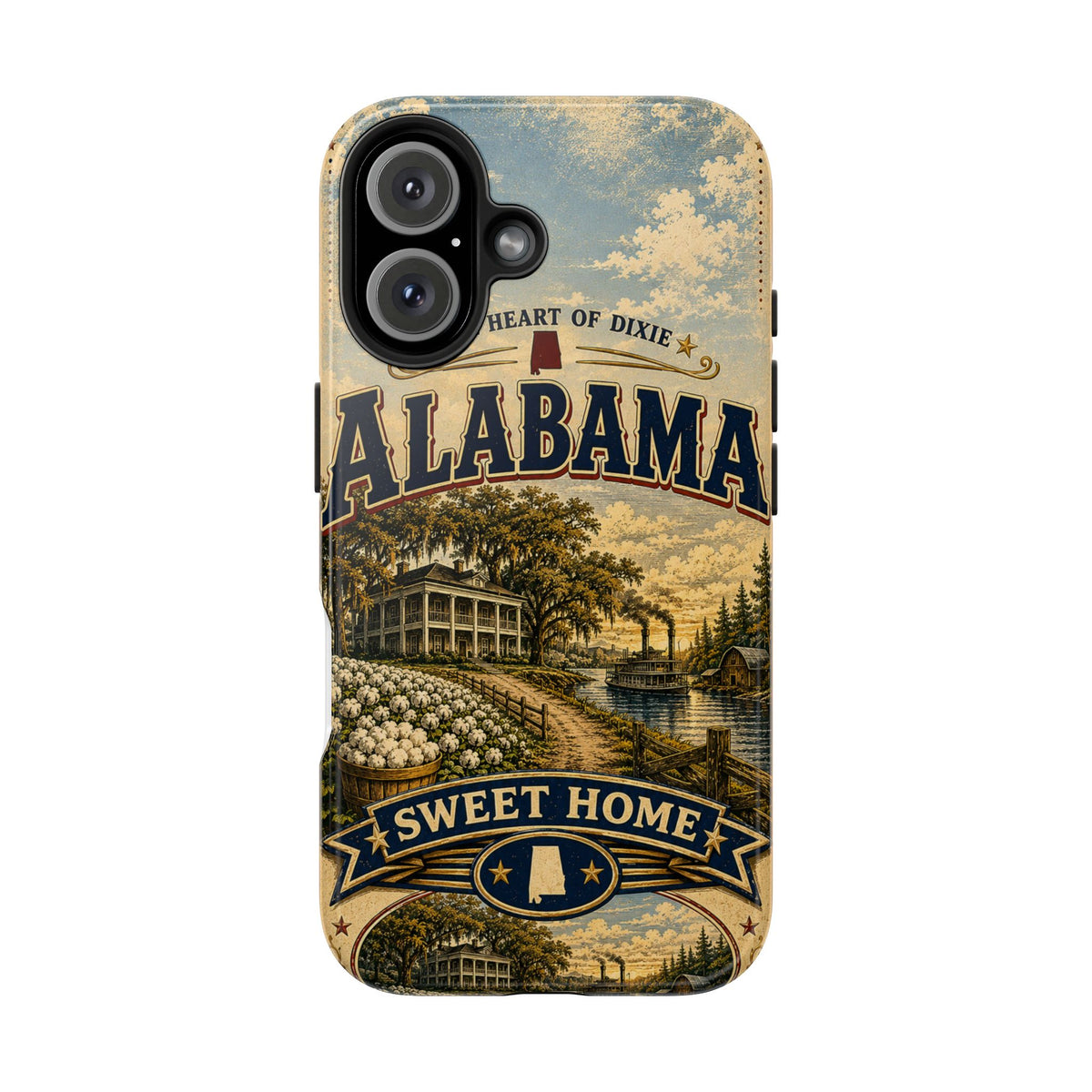 Alabama Faux Patchwork Phone Case Sweet Home Alabama Retro Travel Poster Southern State Pride Cover