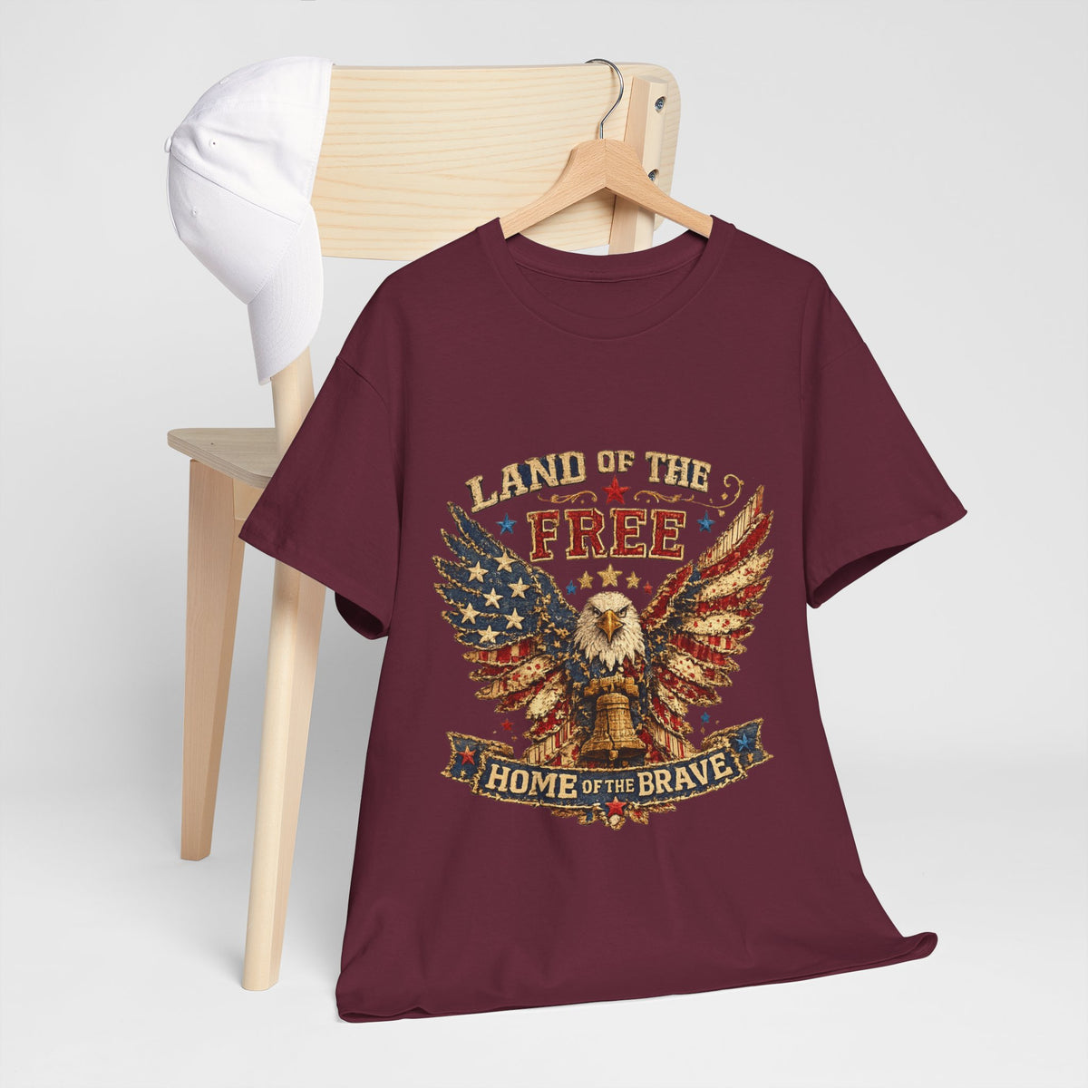 Patriotic Eagle T-Shirt — "Land of the Free, Home of the Brave" Graphic Tee