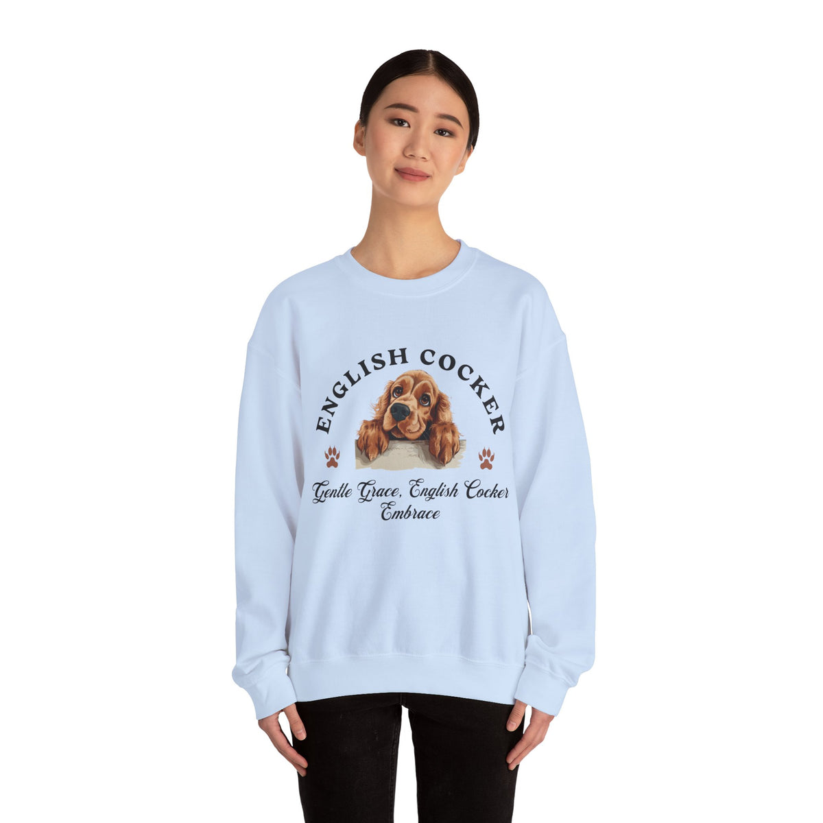 English Cocker Spaniel Sweatshirt – Gentle Grace & Cocker Embrace – Unisex Dog Lover Pullover