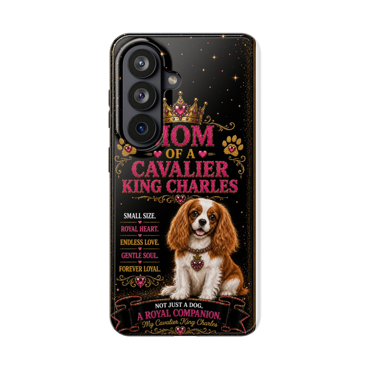Mom of a Cavalier King Charles Glitter Phone Case A Royal Companion Vintage Dog Lover Gift Cover