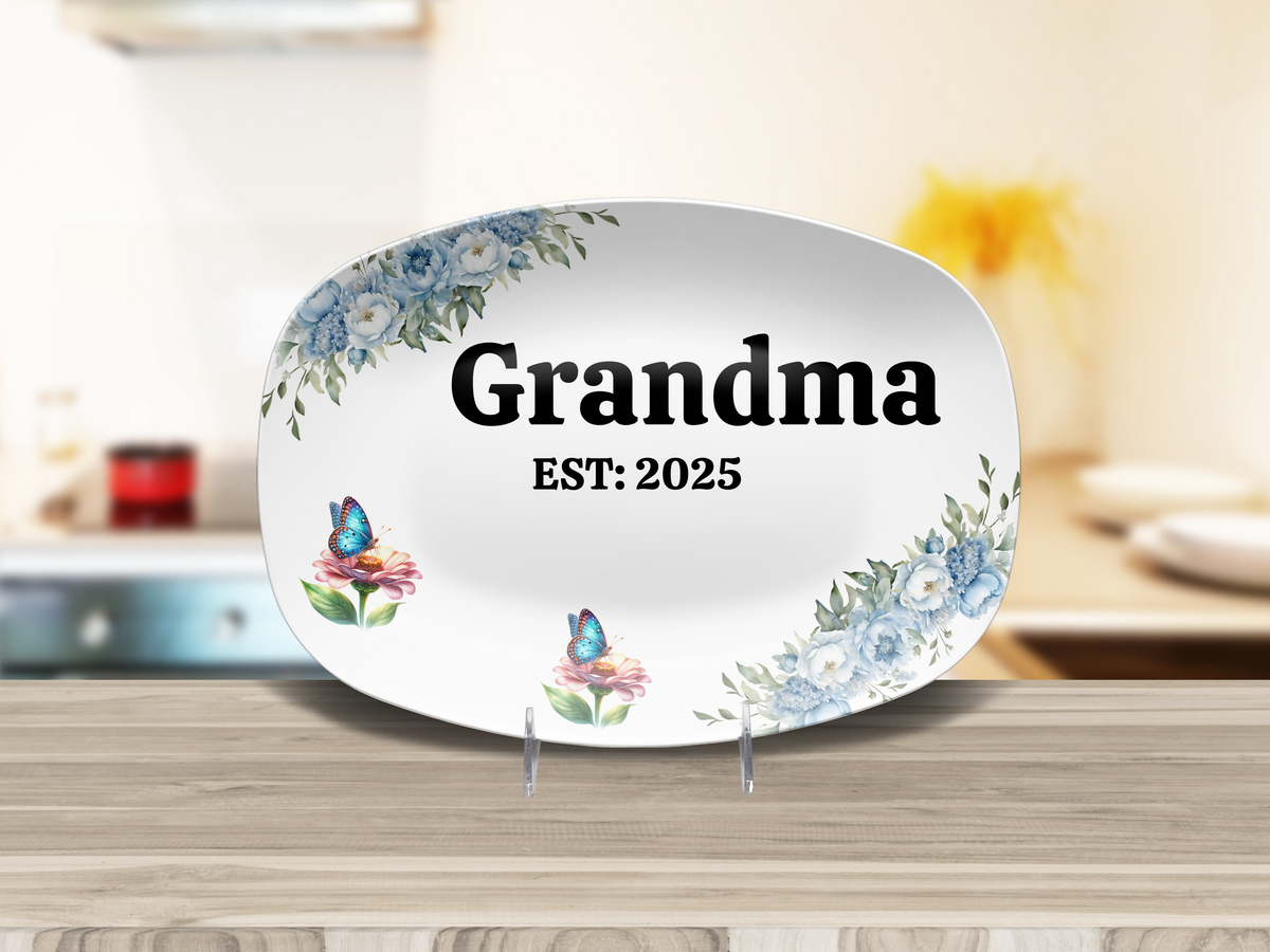 Platter Personalized EST 2025 Grandma Platter – Custom Family Gift, Keepsake Grandma Serving Tray