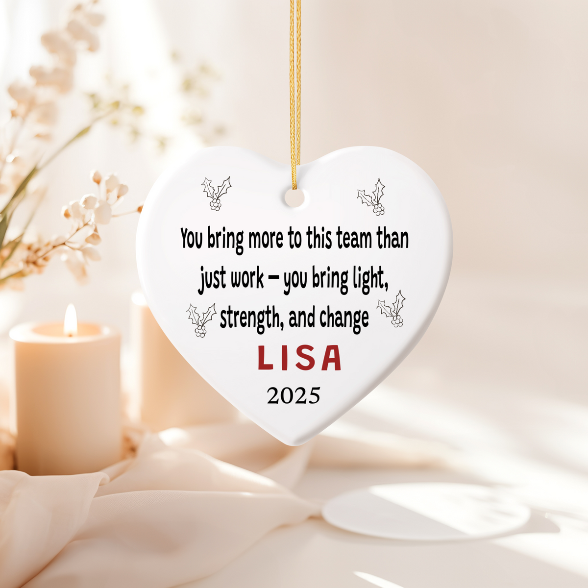 Personalized Coworker Gift Heart Ornament | “Best Team Ever” Appreciation Keepsake | Work Bestie & Friend Gift