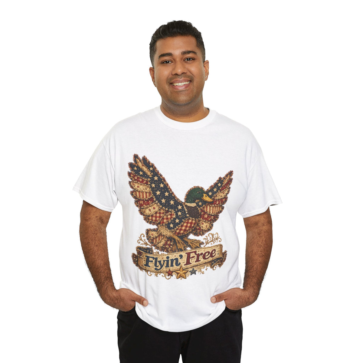 Flyin' Free Eagle T-Shirt — Patriotic Vintage Flag Graphic Tee