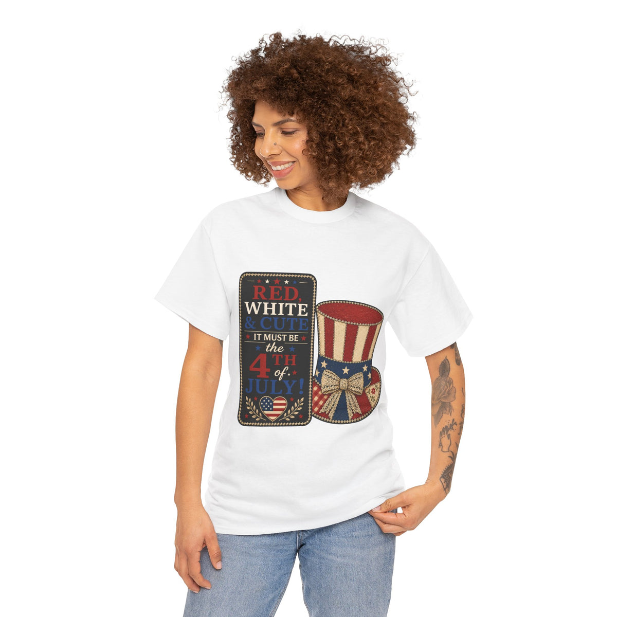 Patriotic 4th of July Tee – "Red, White & I Must Be the 4th" Uncle Sam Hat Design