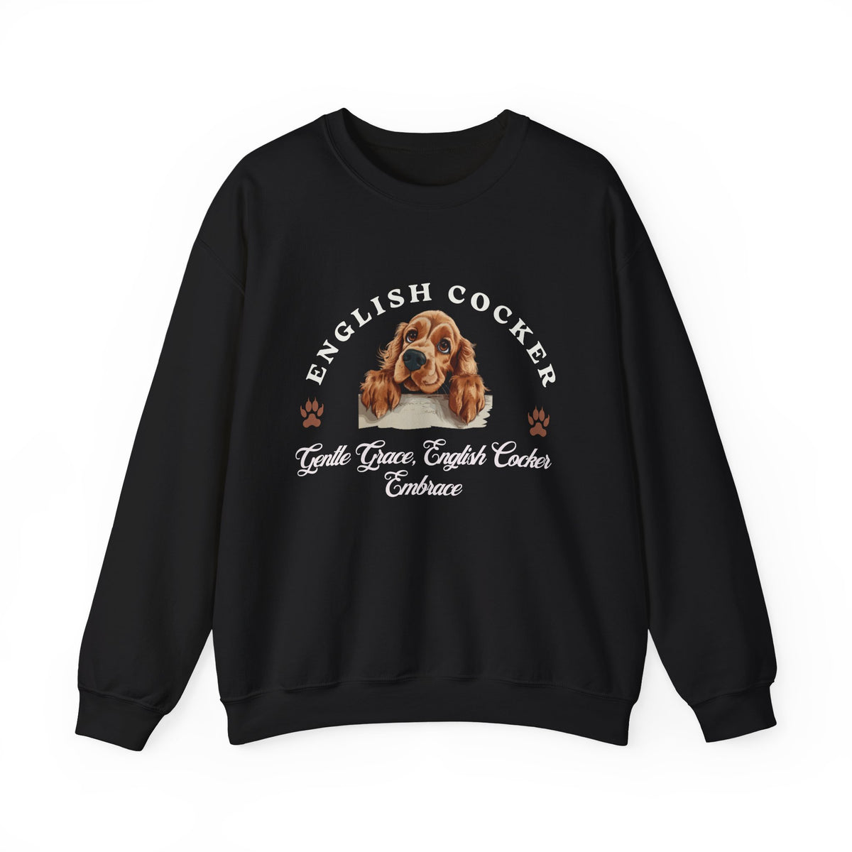 English Cocker Spaniel Sweatshirt – Gentle Grace & Cocker Embrace – Unisex Dog Lover Pullover
