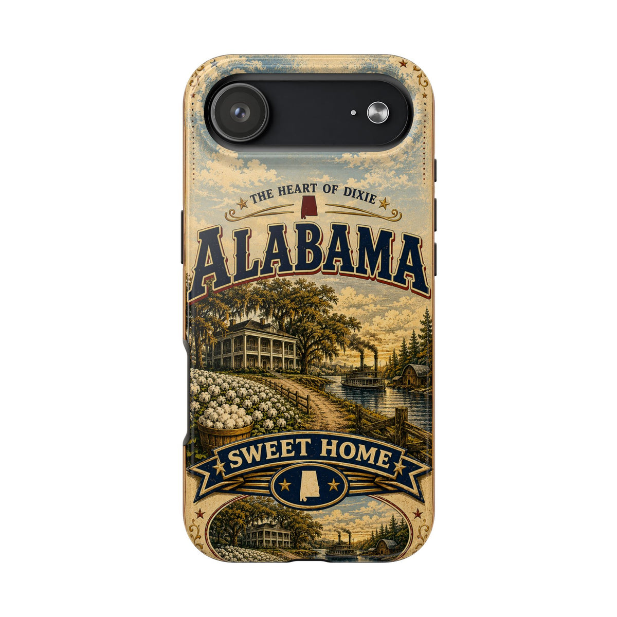 Alabama Faux Patchwork Phone Case Sweet Home Alabama Retro Travel Poster Southern State Pride Cover