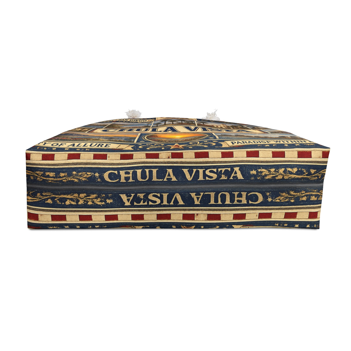 Chula Vista California Weekender Bag South Bay San Diego Faux Patchwork Travel Tote Coastal Paradise Getaway Gift