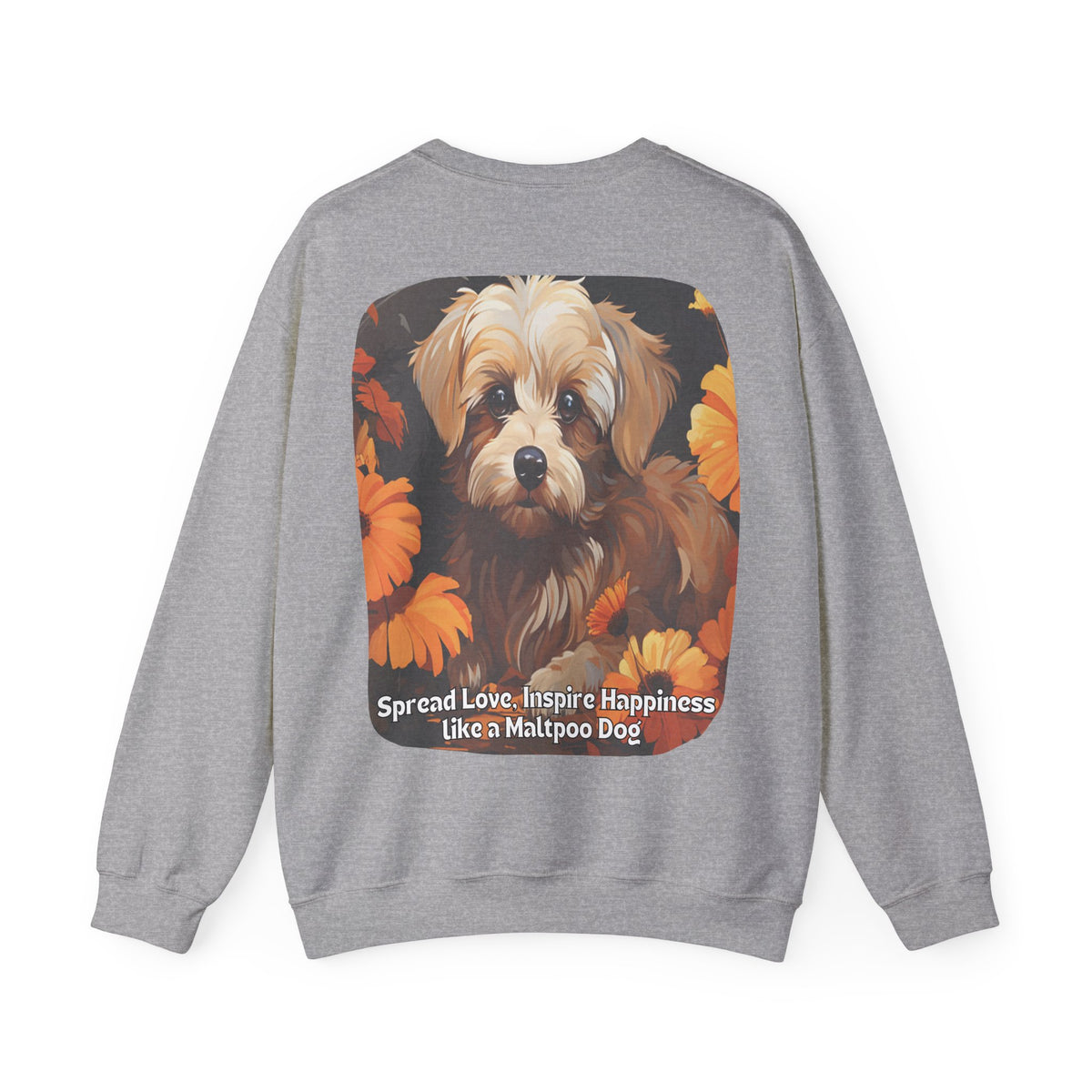 Maltipoo Dog Love Sunflower Sweatshirt – 'Spread Love, Inspire Happiness' – Unisex Designer Dog Pullover