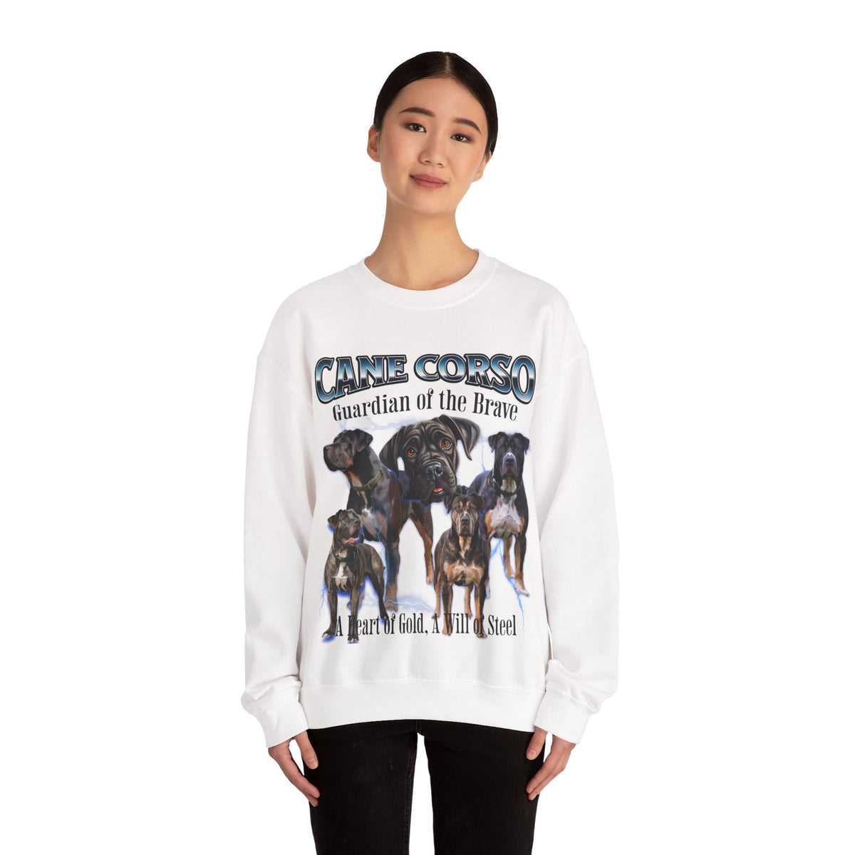 Cane Corso Bootleg Collage Sweatshirt – Guardian of the Brave | Unisex Dog Lover Pullover