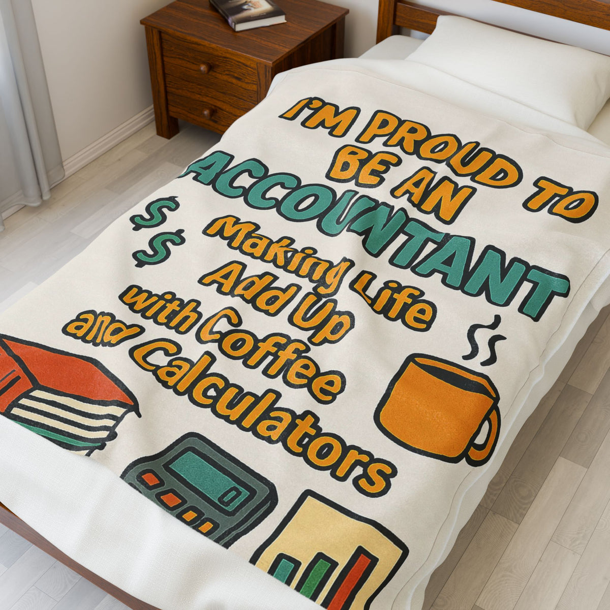 I’m Proud to Be an Accountant Blanket – Coffee & Calculator Cozy Gift Throw
