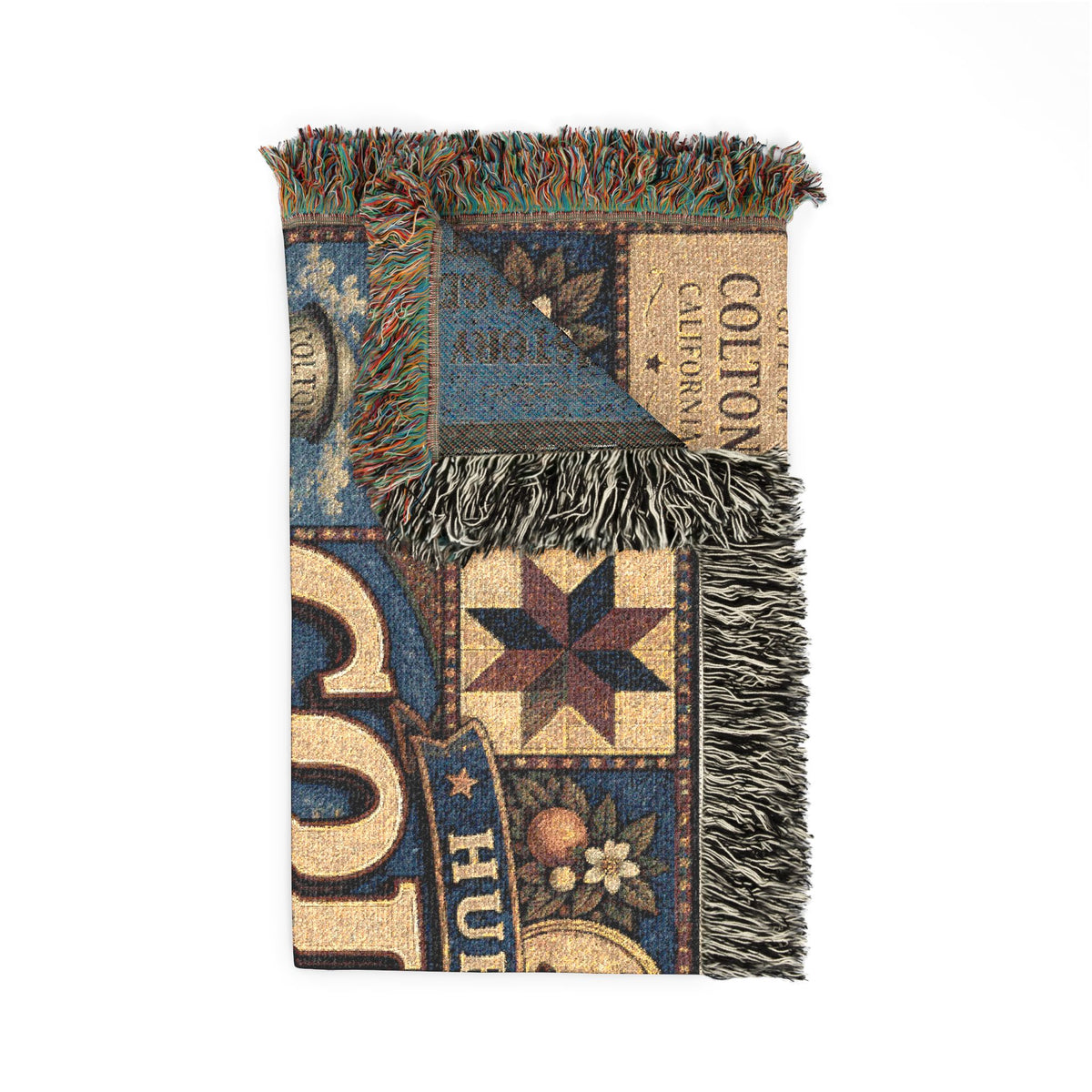 Colton City Landmark Woven Blanket — Vintage Map & Skyline Throw