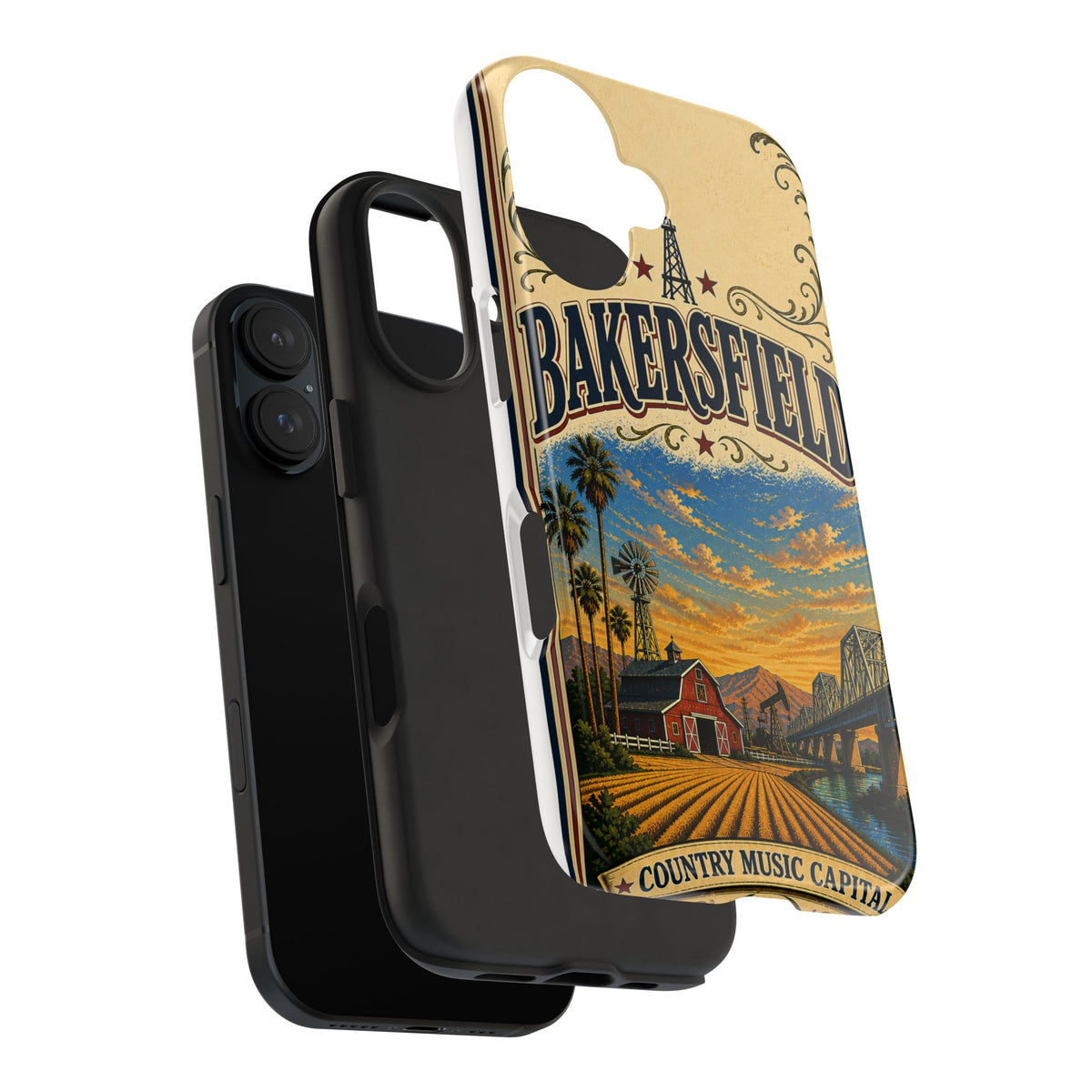 Bakersfield California Vintage Travel Phone Case Country Music Capital Retro Oil Fields Farmland Cover