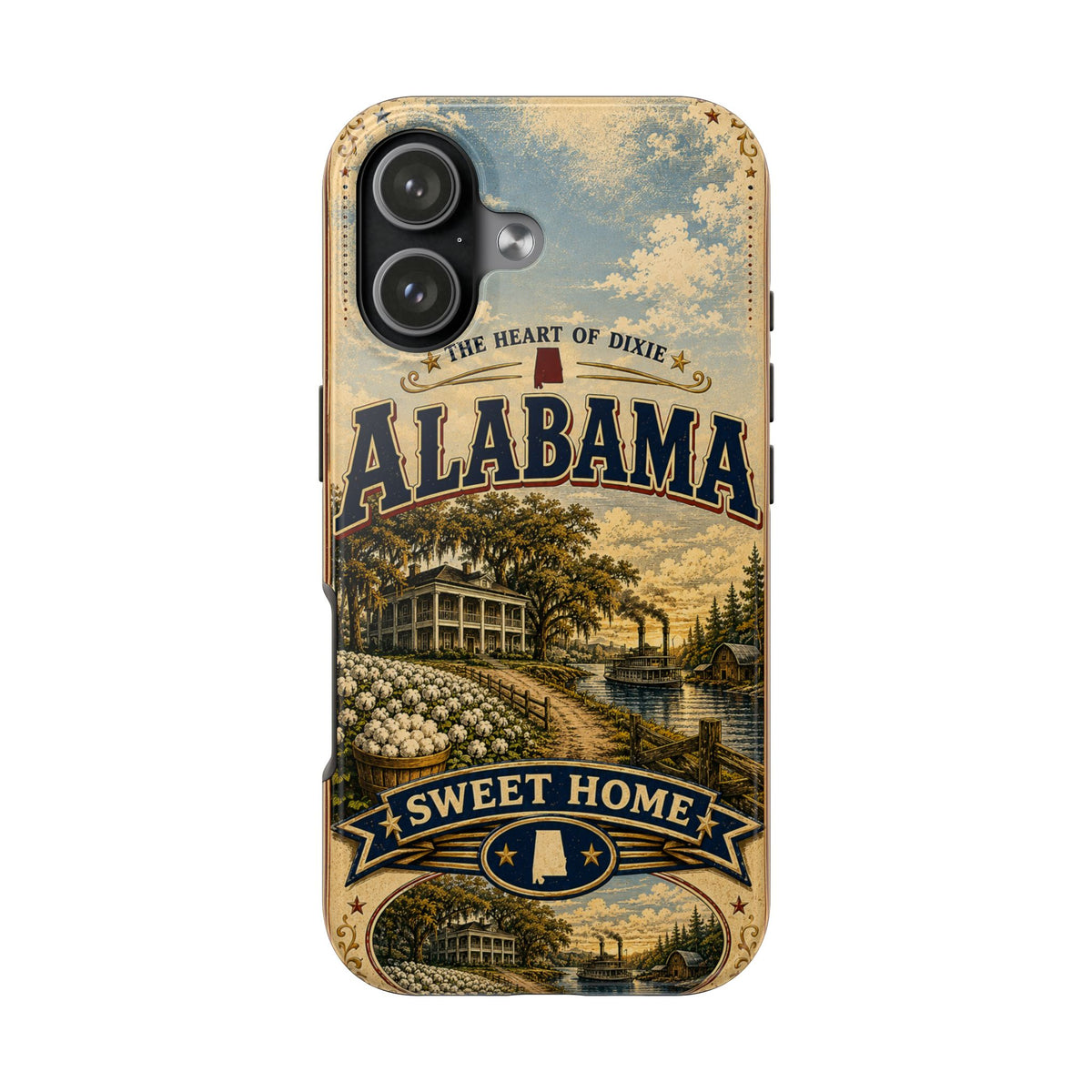 Alabama Faux Patchwork Phone Case Sweet Home Alabama Retro Travel Poster Southern State Pride Cover