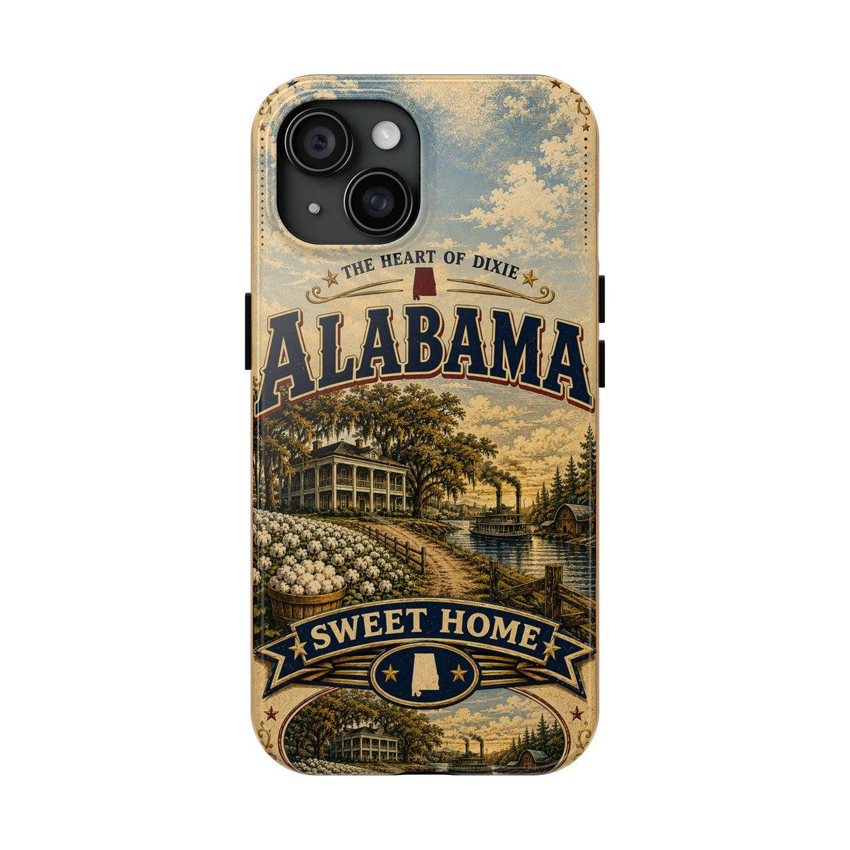Alabama Faux Patchwork Phone Case Sweet Home Alabama Retro Travel Poster Southern State Pride Cover