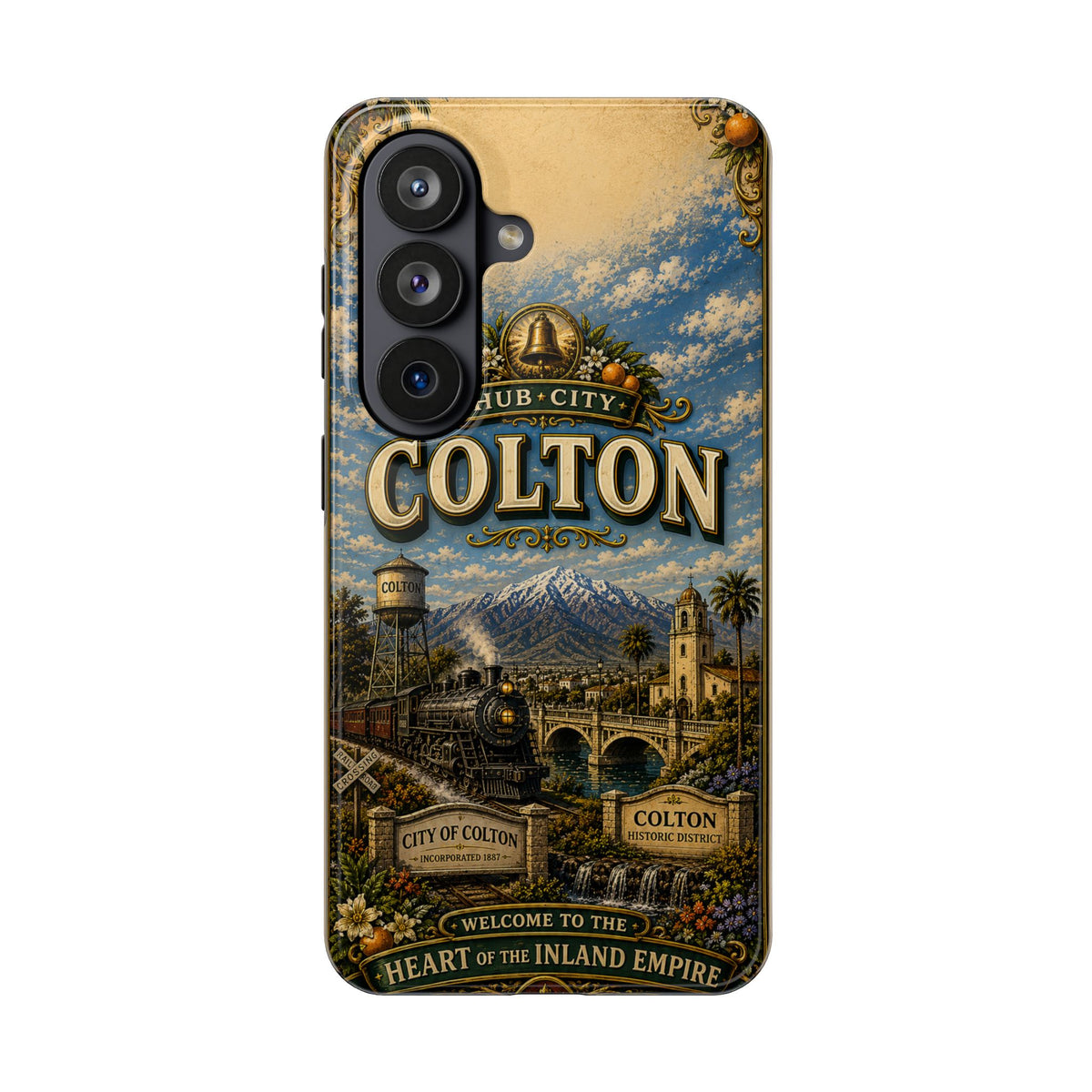 Colton California Vintage Travel Phone Case Hub City Railroad Retro Train Landmark Cover