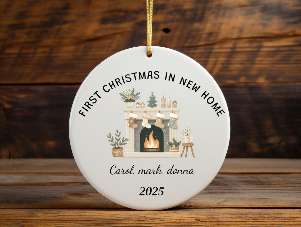 First Christmas in Our New Home Personalized Ornament — Custom Name Holiday Keepsake Gift