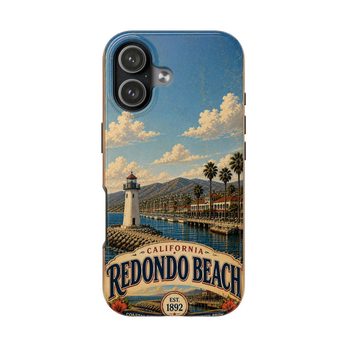 Redondo Beach Vintage Lighthouse Tough Phone Case — California Coastal iPhone Cover