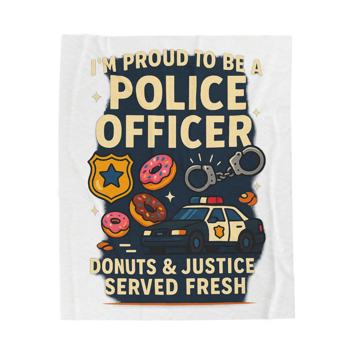 Police Officer Velveteen Blanket – Funny Donuts & Justice Served Fresh Throw